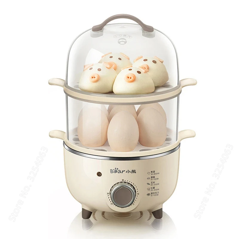 2 Layers Electric Egg Boiler Breakfast Machine Automatic Steamer Multicooker Egg Cookers Egg Custard Steaming Cooker with Timer