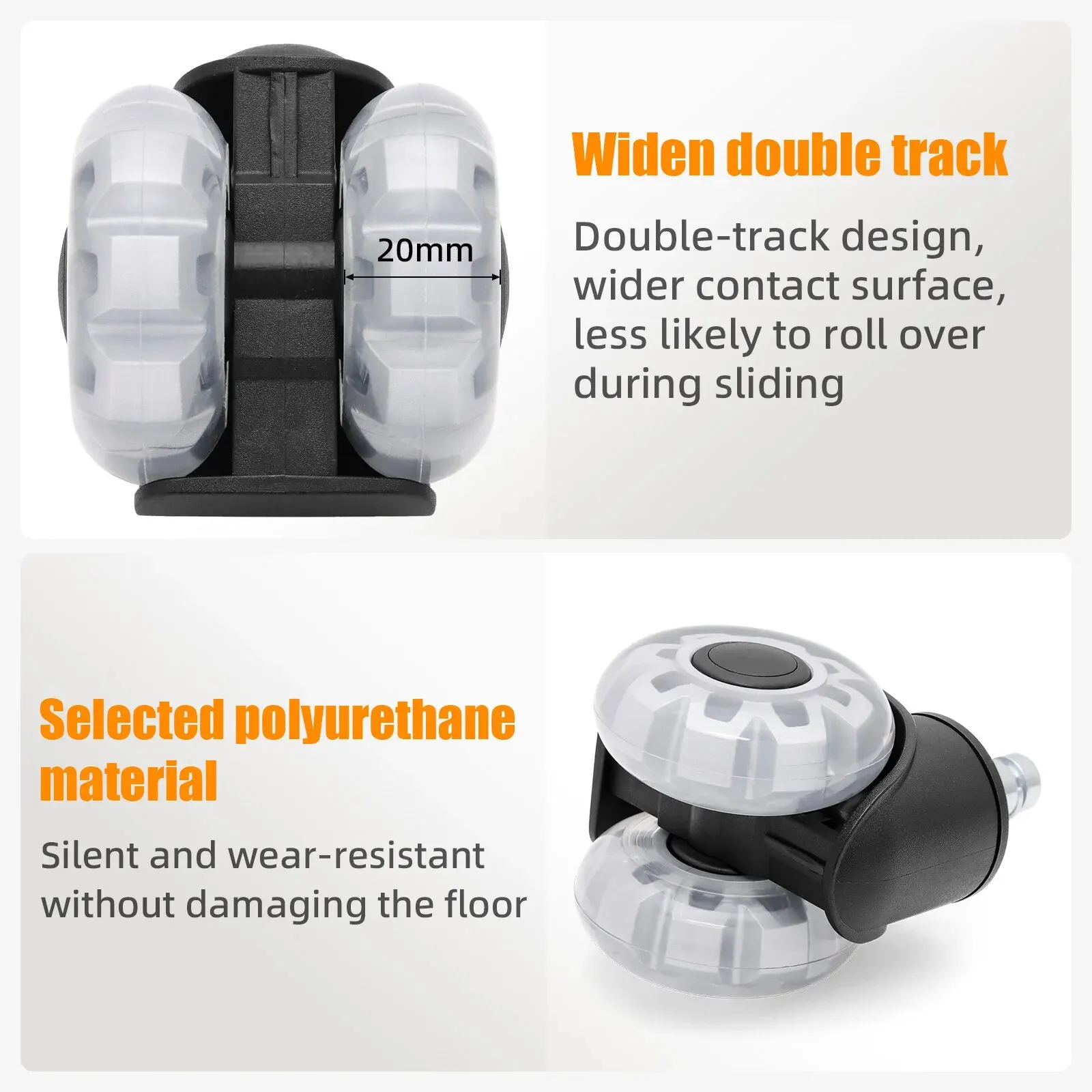 AD 5PCS Universal Mute Wheel Office Chair Caster Swivel Rubber Soft Safe Rollers Furniture Hardware Chair Wheels for Desk Office
