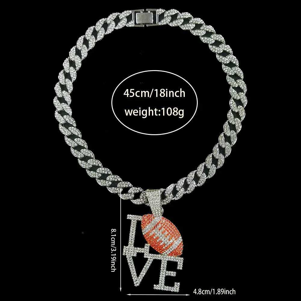 Colorful LOVE Rugby Alloy Pendant Men's Necklace - Unique Hip-Hop Trendy Unisex Jewelry Gift