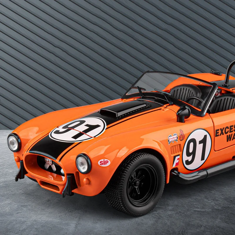 1:22 Shelby Cobra 427 S/C Alloy Sports Car Model Diecast Metal Classic Retro Racing Vehicles Car Model Sound Light Kids Toy Gift