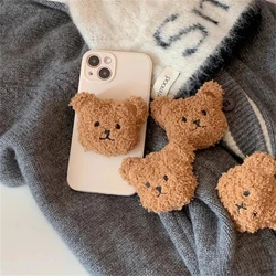 Korea 3D Cute Warm Plush Bear For Magsafe Magnetic Phone Griptok Grip Tok Stand For iPhone Wireless Charging Holder Bracket Ring