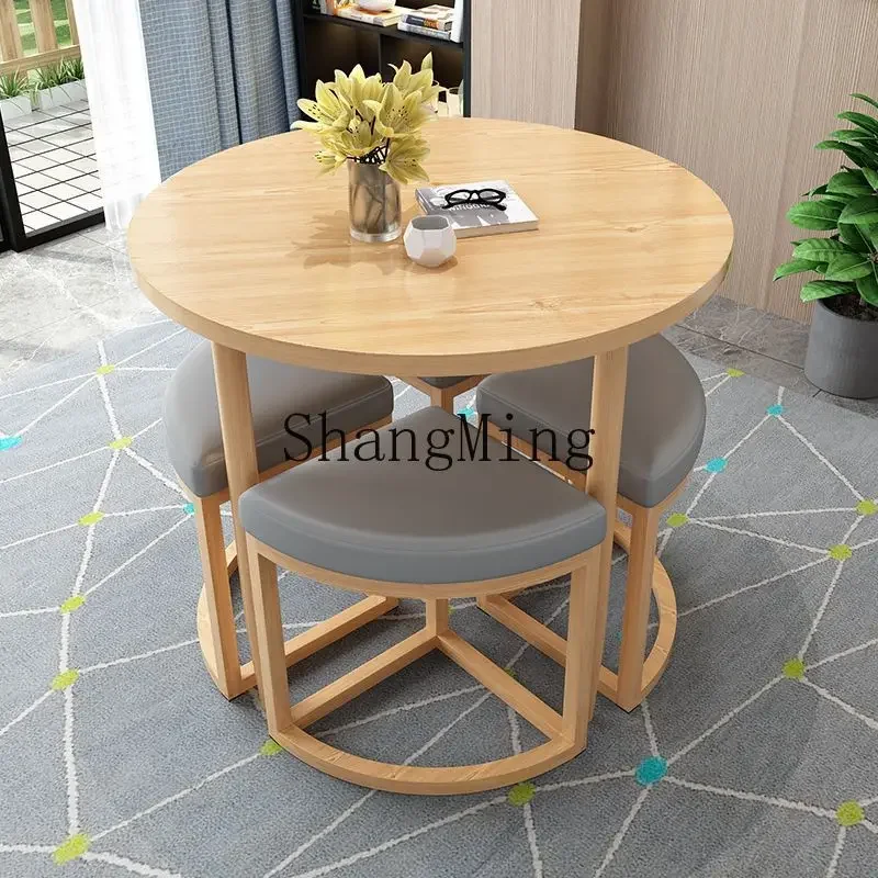 

FG modern dining table small apartment household negotiation table and chair combination full set milk tea shop balcony table