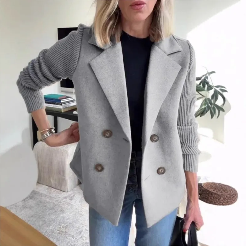 Cappotto da donna elegante stile urbano pendolare 2025 Cappotto da donna versatile da ufficio a maniche lunghe doppiopetto con colletto primaverile