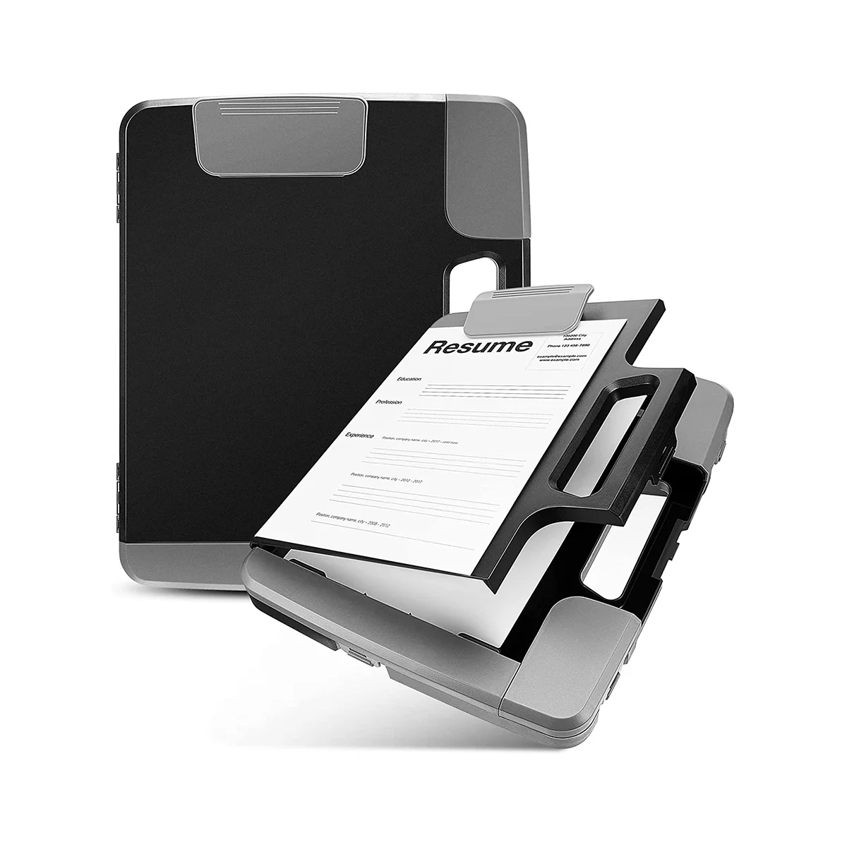 

Black Clipboard with Storage Plastic Clipboard Storage Case with Handle Storage Construction Binder 14.4x12.1x2.44Inch