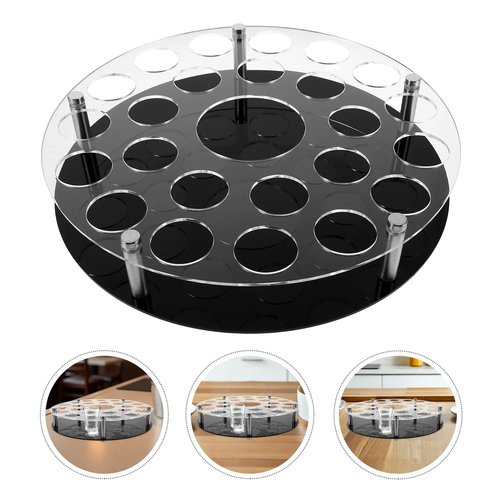 25 Hole Clear Acrylic Shot Glass Holder Tray Bar Cups Organizer Stable Bottle Slot for Parties Clubs Home Bars