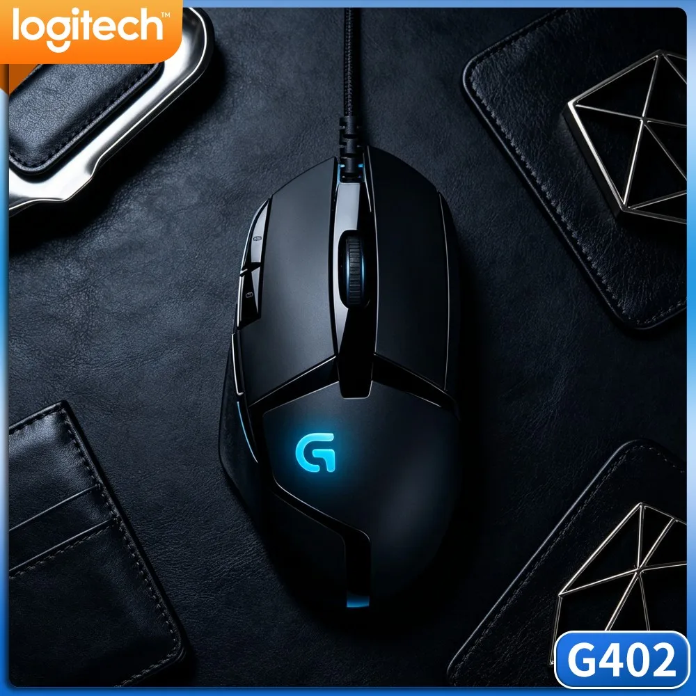 Logitech G402 Hyperion Fury USB Mouse Max 4000 DPI Adjustment 20M Click Lifespan For Desktop Gaming Hobby Setup