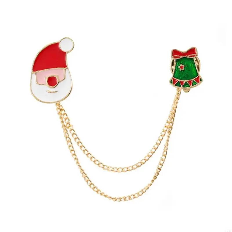 C71C Fashion Christmas Broche Tassels Chain Clothing Pin Kerstte Krans Geschenk badges Rapel Pin Party Juwelen Feestelijke Pin