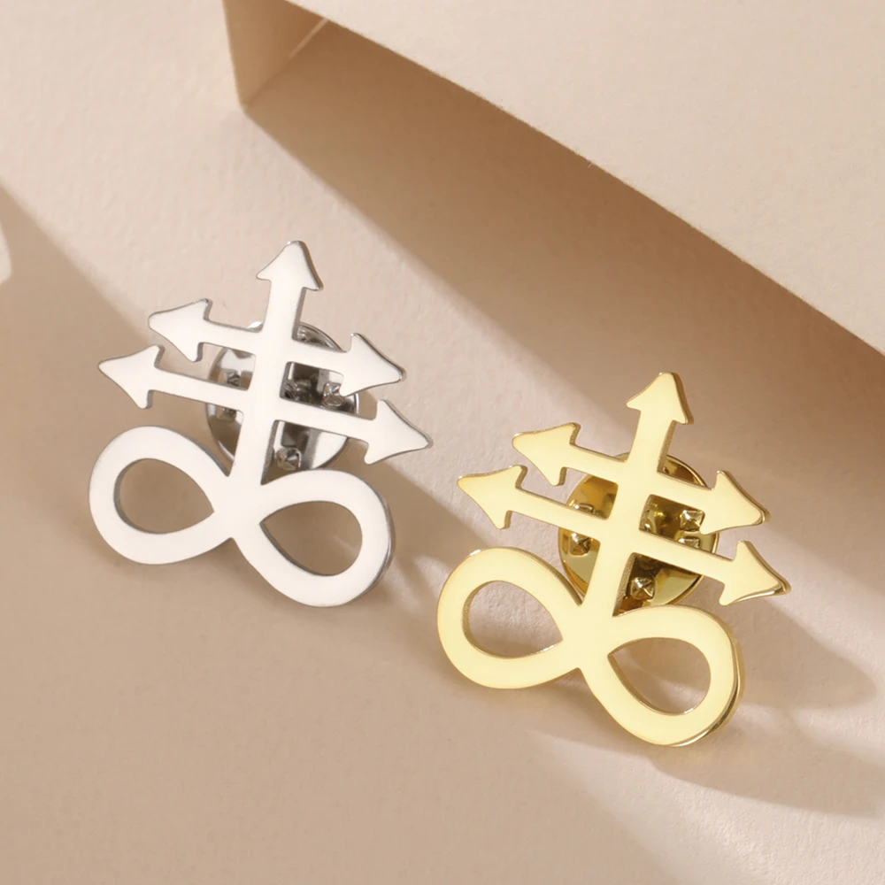 Dawapara Leviathan Cross Brooches Stainless Steel Christian Symbol Badge Pin Religious Amulet Jewelry Gifts
