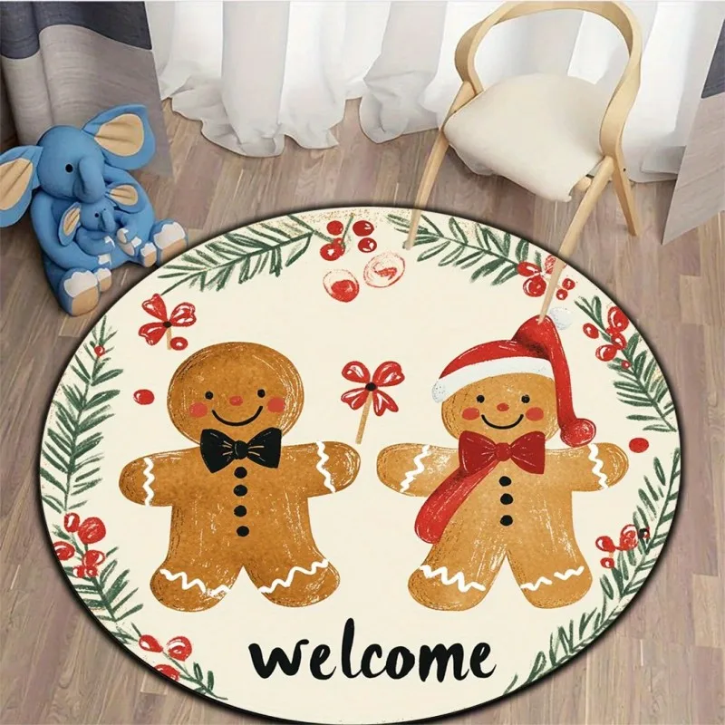 Autumn Round Rug Living Room Carpet Pumpkin Basket Fruit Maple Leaf Floor Mat