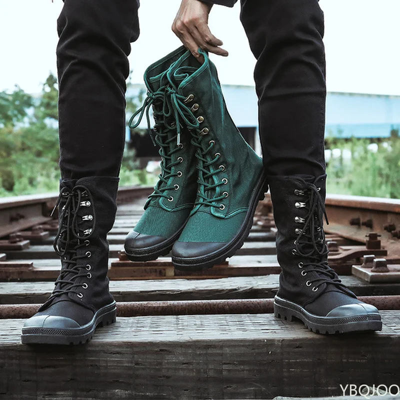 Anvas Męskie buty Wiosna Moda Męskie buty w stylu casual Buty męskie do połowy łydki Sznurowane Wygodne męskie trampki