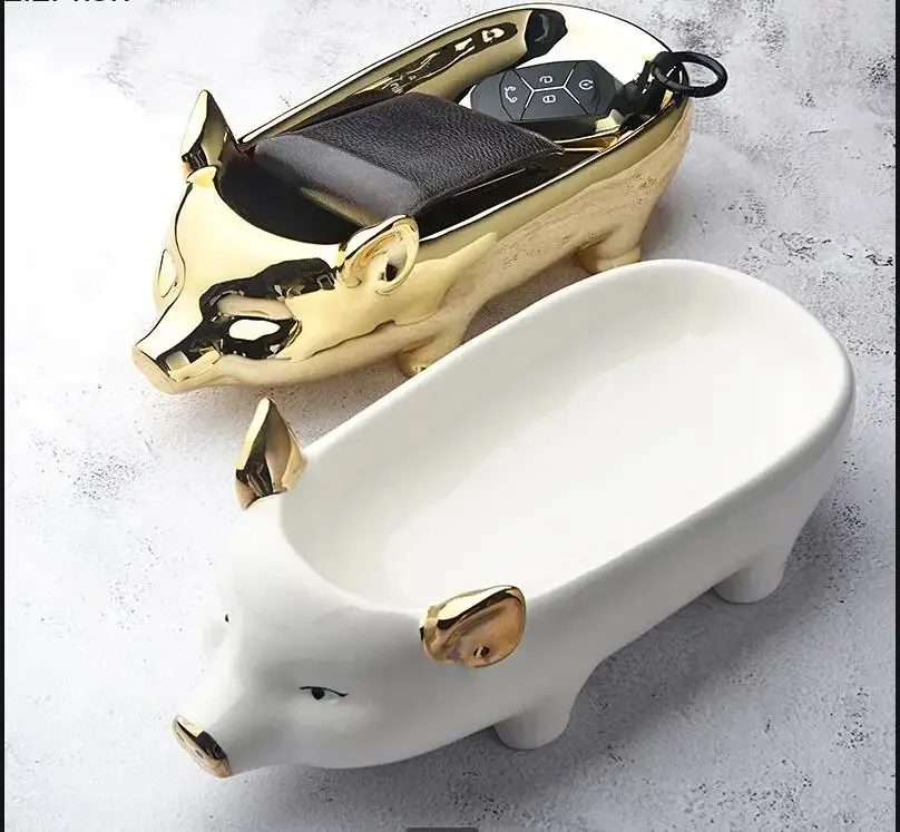 

Entrance Wallet Storage Box Gilded Ceramics Pig Storage Ornaments Desktop Groceries Organize Disk Home Decoration Ornaments