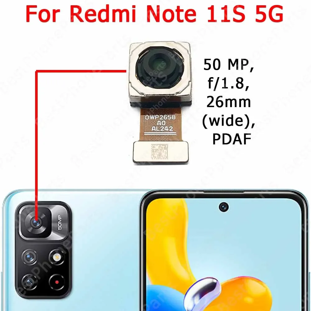 الكاميرا الخلفية لشاومي Redmi Noe 11S 11 5G وحدة الكاميرا الخلفية الخلفية استبدال أجزاء الهاتف المحمول