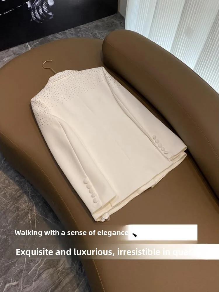 2025 Novo Celebri Faionable Terno Slim Fit com Um Botão Jaet Saia Conjunto Star Lady Commute Sle Long Sve Color