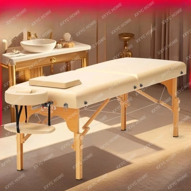 XXFolding massage beauty salon original point massage physiotherapy portable home solid wood bed