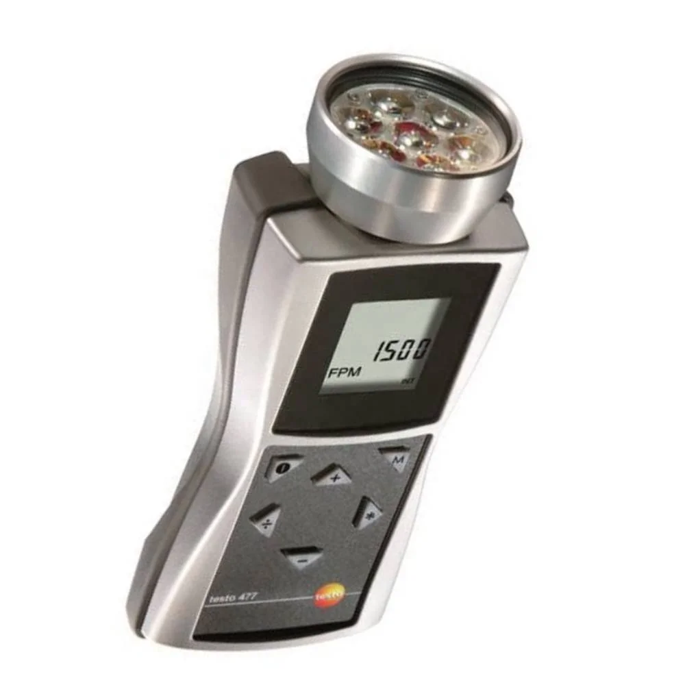 

original testo 477 portable LED stroboscope with 1500 lux meter and 300000 rpm tachometer