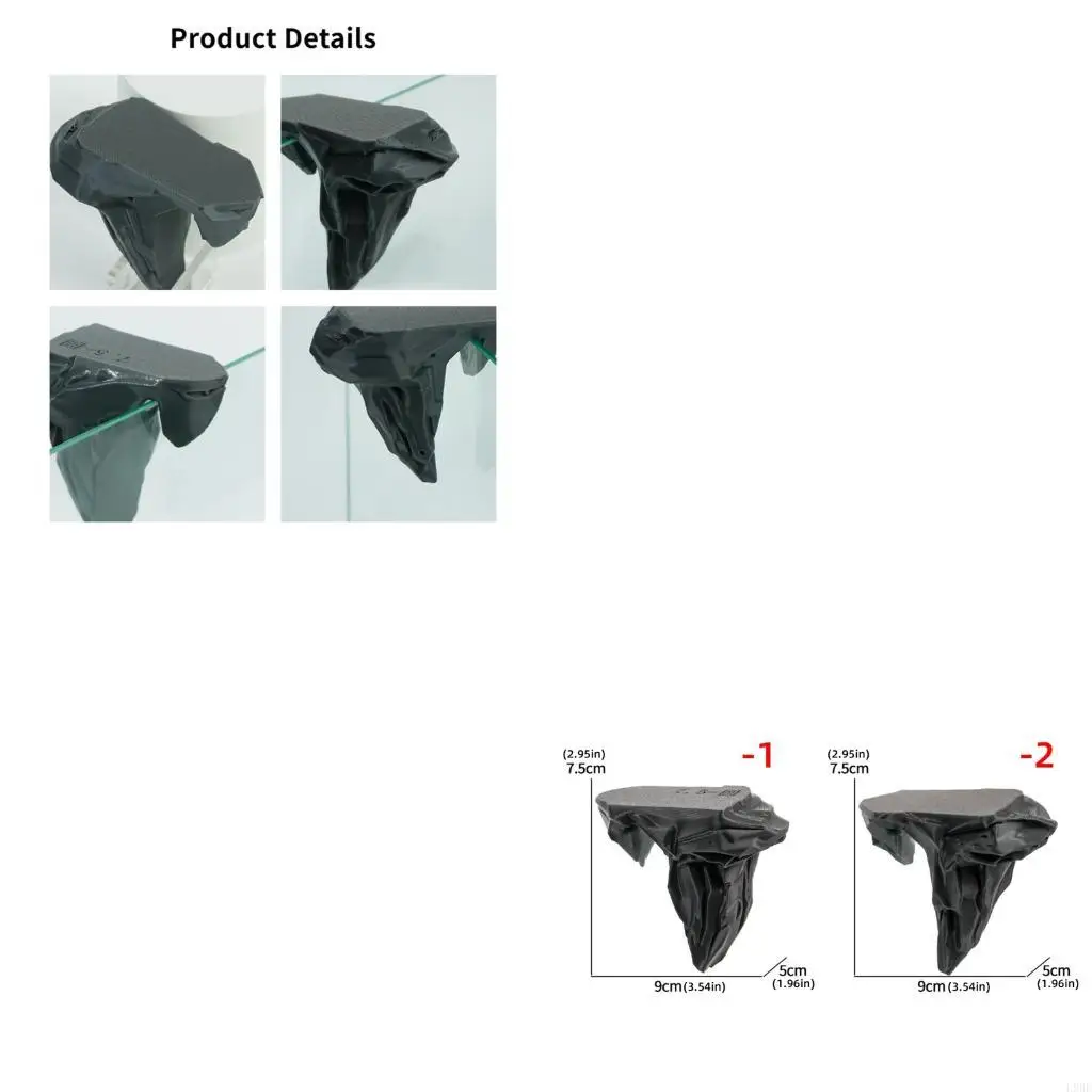 L9BE 2Pcs Fish Tanks Feeding Ledges Wall Mounted Aquariums Rock Platform Aquariums Feeding Ledges Decoration for Home and Office