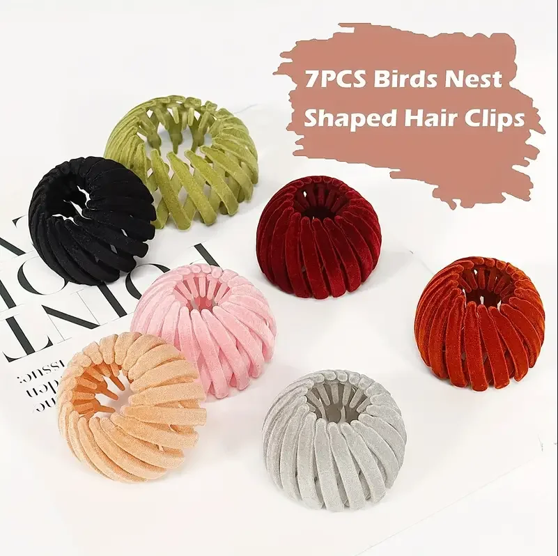 7pcs Ponytail Hair Clips for Women Fashion Bird Nest Hairpins Matte Hair Claw Clips Lazy Braider Tool Women Hair Accessories