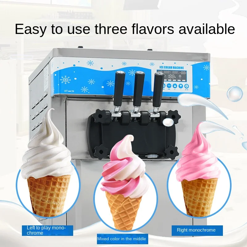 Commercial Large Output Stainless Steel Automatic Vertical Ice Cream Machine Touch Screen Control 3-Flavor Soft Ice Cream Sundae