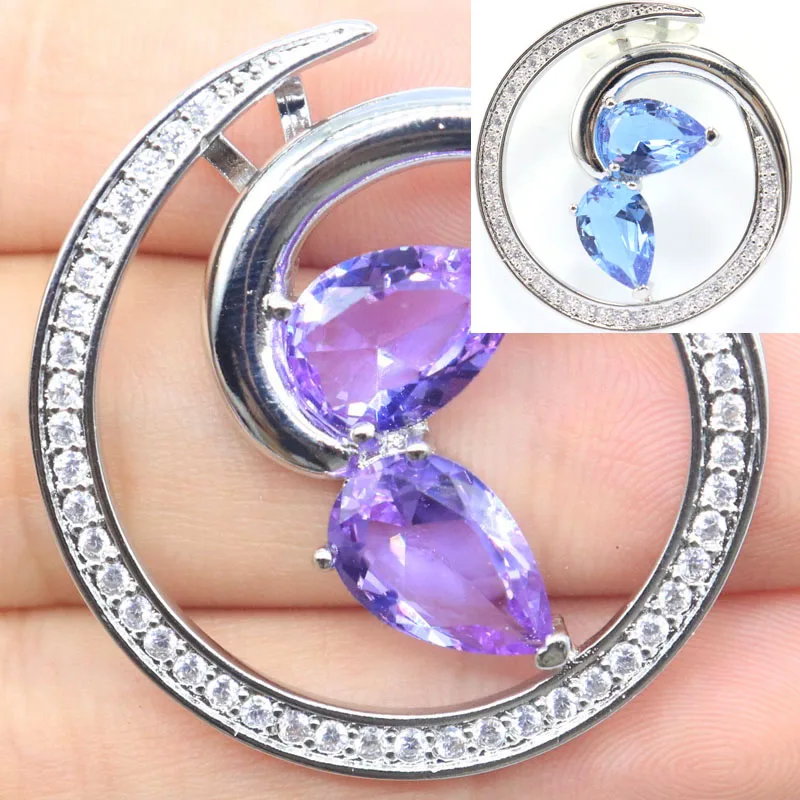 

Buy 4 Get 1 Free 27x17mm Gorgeous Zultanite Color Changing Alexandrite Topaz London Blue Topaz Pink Kunzite CZ Silver Pendant