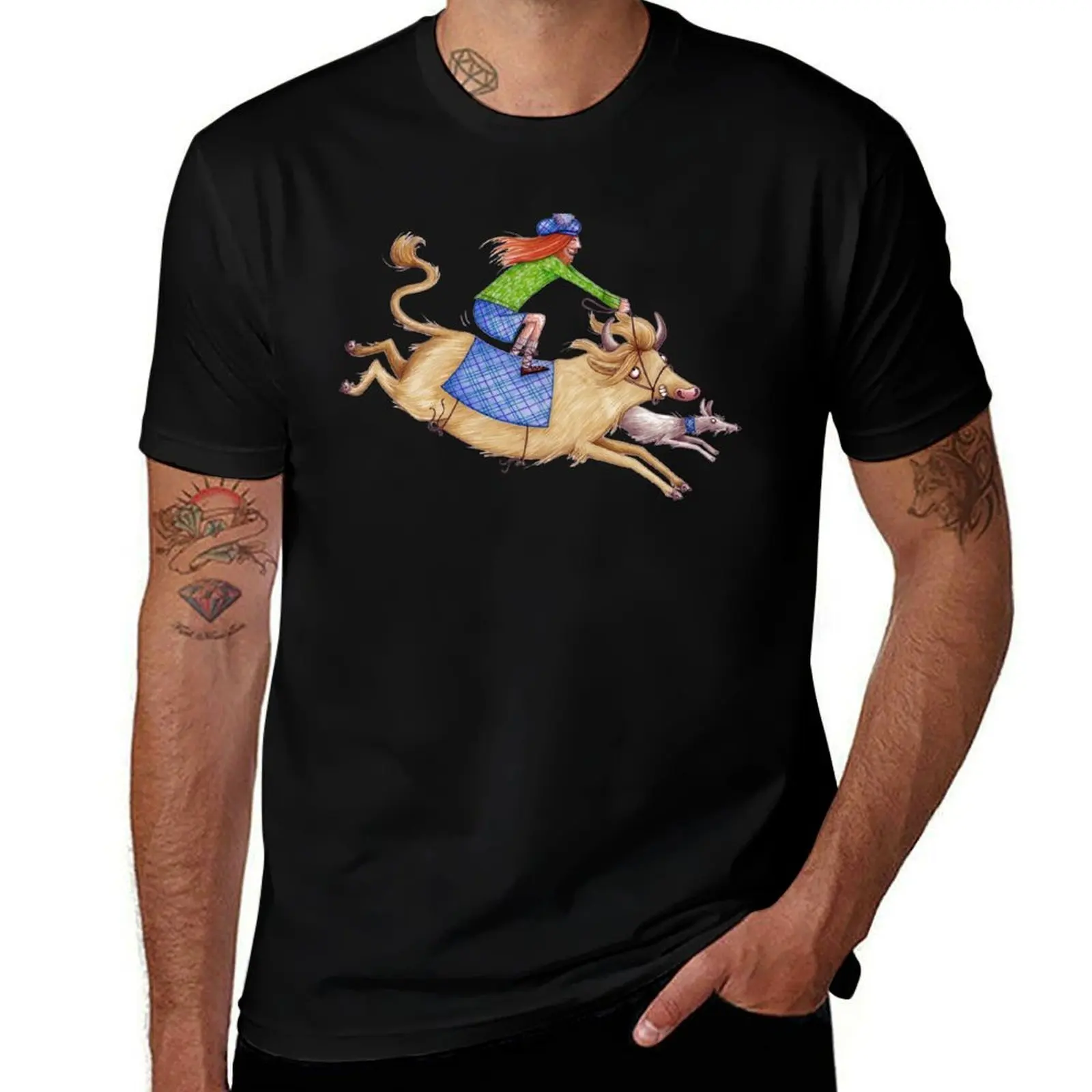 Scotsman - Highland Cattle - Scottish Deerhound - Ride Highland Games Scot T-Shirt Big and Tall Short Sleeve Tee T-Shirt