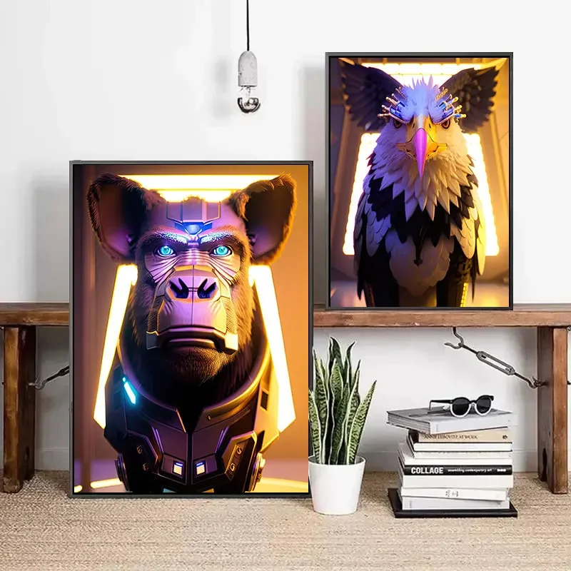 Technology Machinery Animal Laboratory Posters Solemn Cyberpunk Canvas Painting Wall Art Pictures Modern Living Room Home Decor