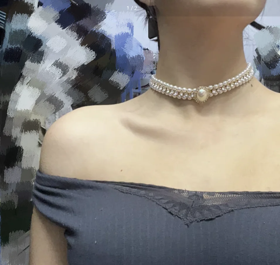Western Retro Mabe Pearl Necklace bracelet Earrings Studs Ear Clip Dress Necklace Women