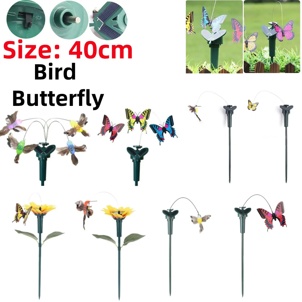 Solar Powered Flying Humming Bird Dancing Fluttering Butterflies Waterproof Outdoor Creative Craft Atmosphere for Farmland Court