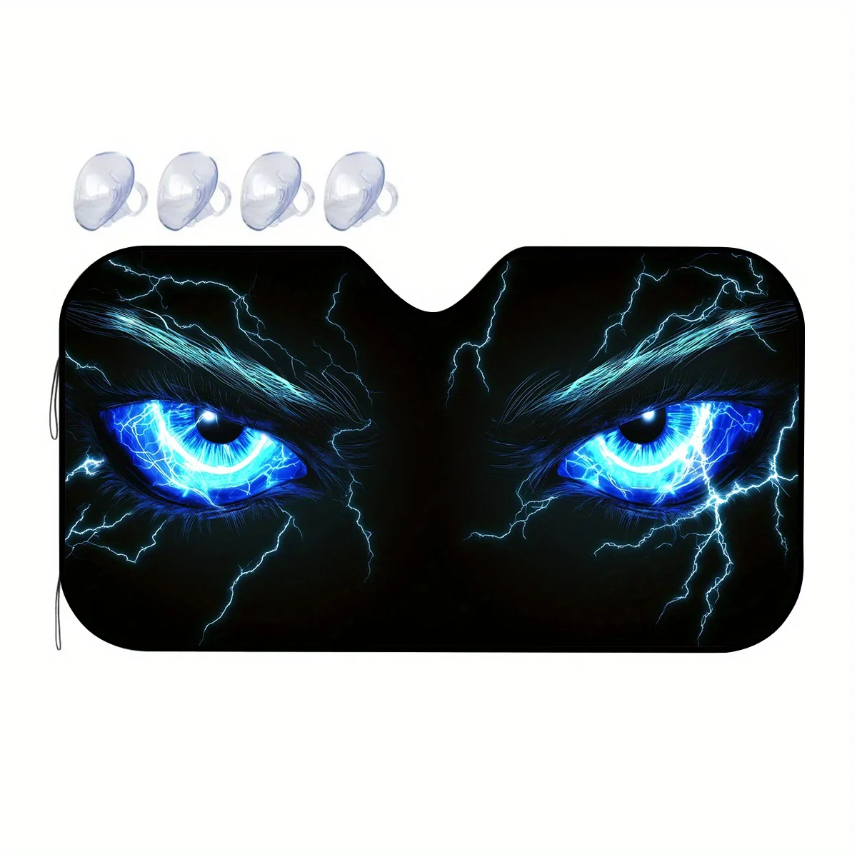 

Electric Blue Energy Eye Car Sunshade With UV Blocking, Aluminum Foil Bubble Structure & Lightning Design - Anti-Scratch, Sturdy