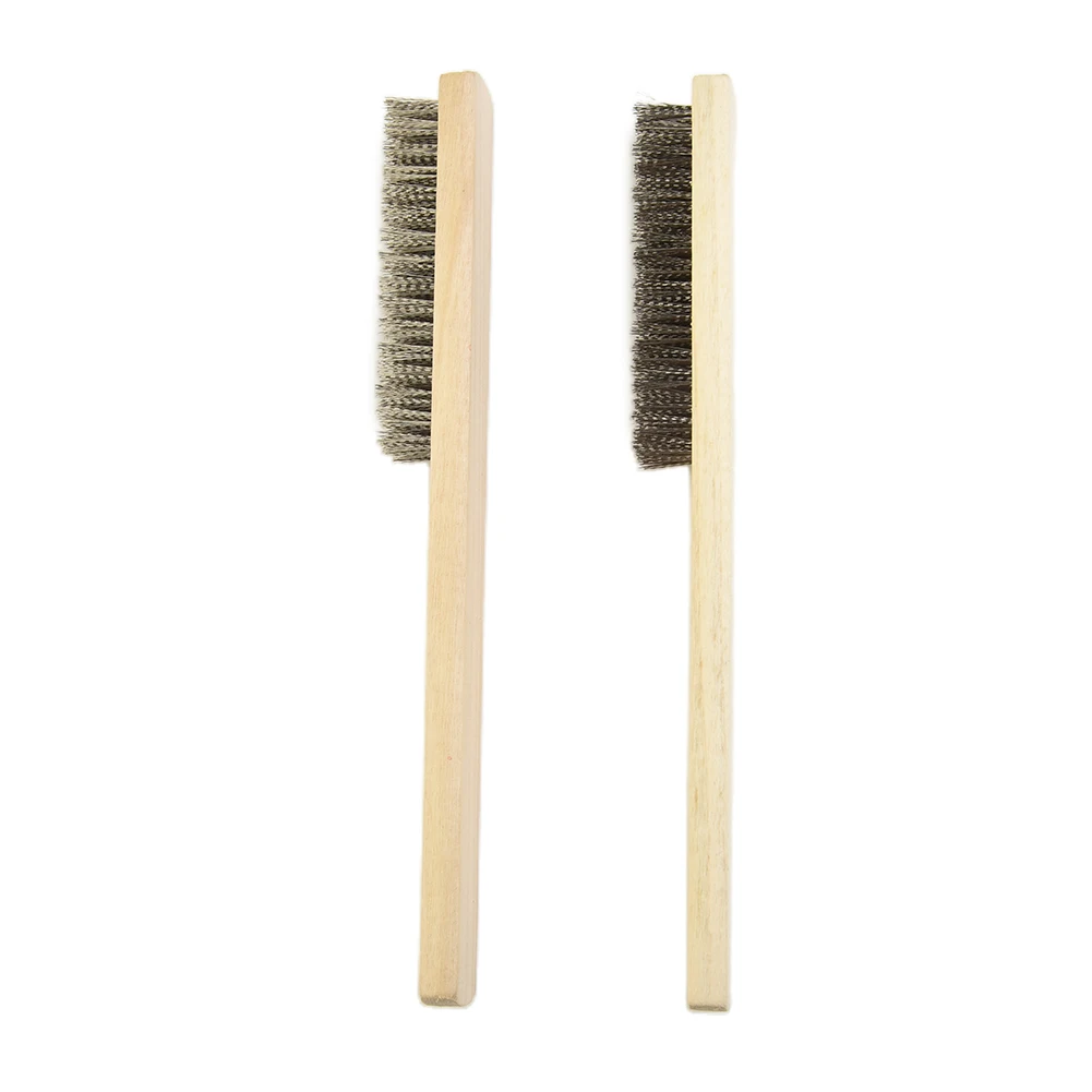 Paint Removal Copper Plating 200mm Stainless Steel Cleaning Wooden Handle Wire Brush Hand Metal Rust 2pcs Dust