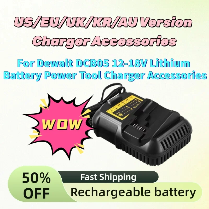 

For Dewalt DCB05 12-18V Lithium Battery Power Tool Charger Accessories High-Quality US/EU/UK/KR/AU Version Charger Accessories