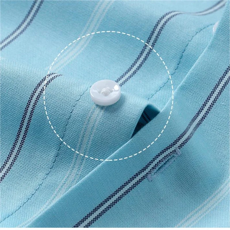 S-11XL 100% Pure Cotton Oxford Men\'s Shirt Long Sleeve Striped Plaid Regular Fit Casual Dress Shirts style Male Blouse Clothing