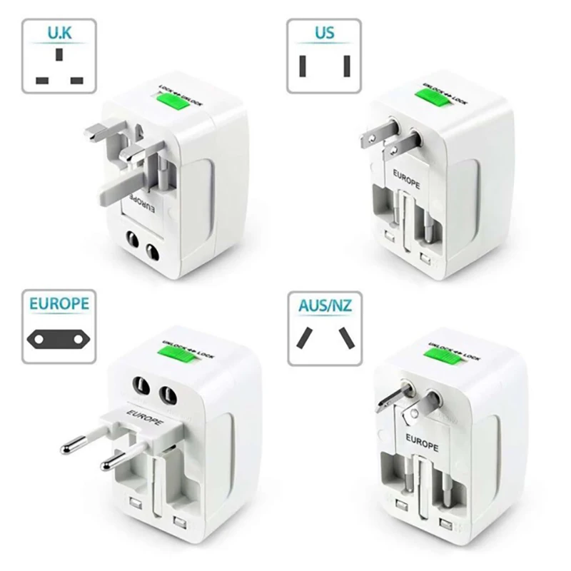 International Plug Adapter AC Power Charger Adapter All In One Without USB Port AU US UK EU Converter World Travel Universal