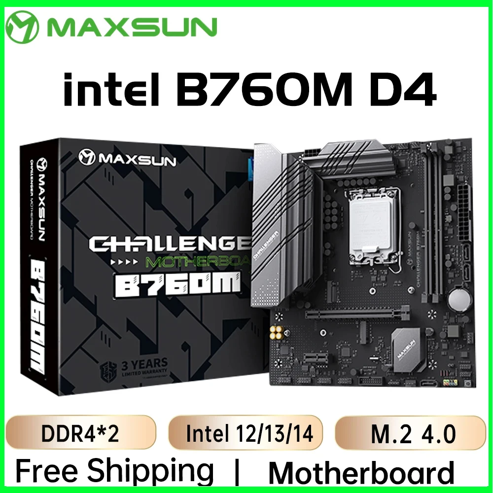 MAXSUN B760M Motherboard Socket LGA1700 For 14th 13th 12th Gen Processors DDR4 SATA3 M.2 M-ATX Supports CPU 12400 12700 13600K/F