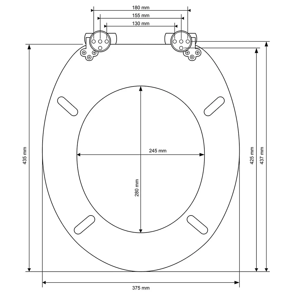 Sainos MDF WC-Sitz mit Absenkautomatik, Toilettendeckel mit Soft-Close, Toilettensitz für Badezimmer, TOTENKOPF – Detail 6