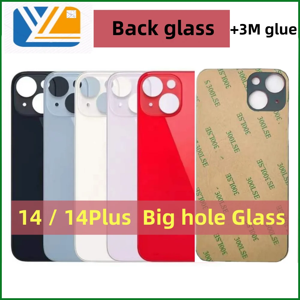 10Pcs For iPhone Back Cover Replacement X 11 12 13 14 Pro Max Case Large Camera Hole Rear Battery Glass Cover+3M glue 14 Plus