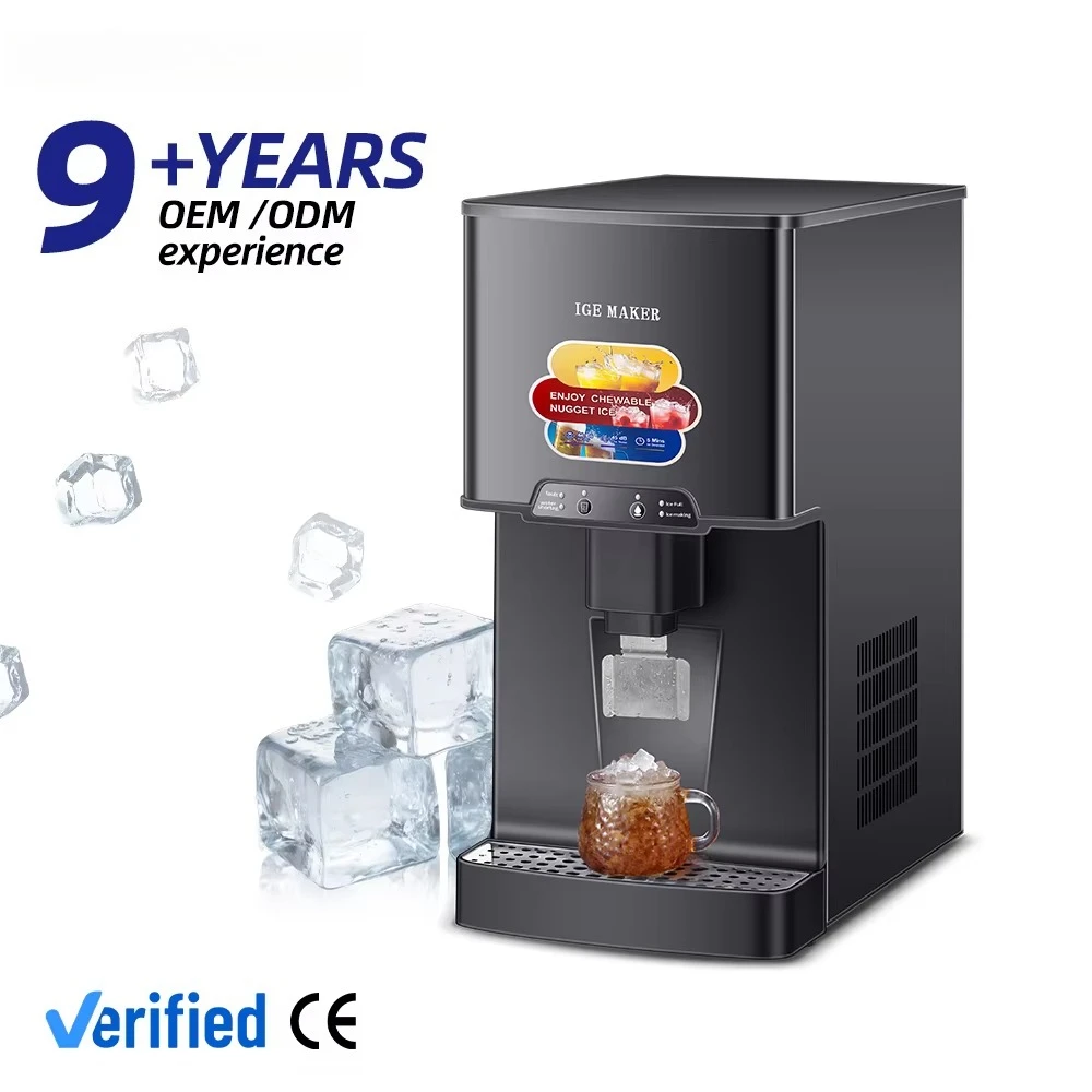 Desktop Automatic Ice Machine 120KG/24h Chewable Pebble Ice Cube Maker with Auto Dispensing for Wholesale