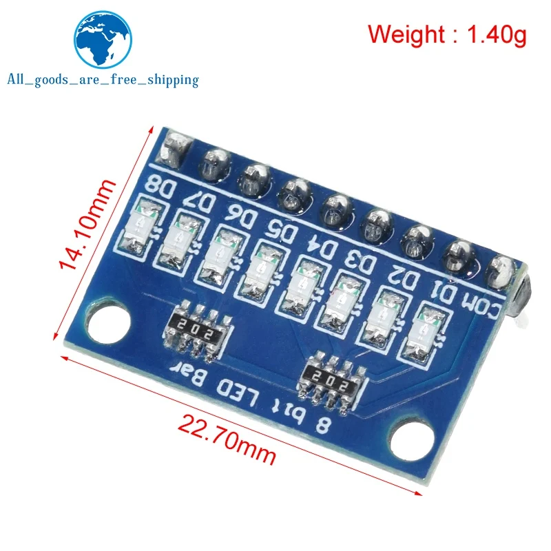 TZT 3.3V 5V 8 Bit Blue /  Red Common Anode / Cathode LED Indicator Module Diy Kit For Arduino NANO UNO Raspberry pi 4 Nodemcu V3