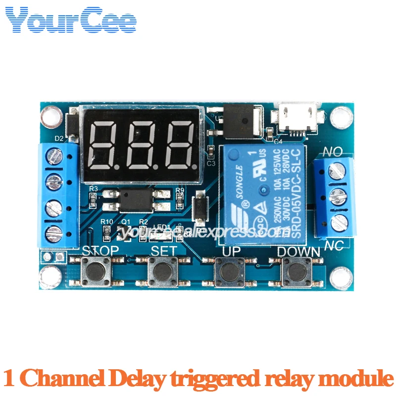 1 Channel Way Time Delay Relay Module 5V 6-30V Trigger OFF/ON Switch Timing Cycle 999 minutes High level trigger 3.0V-24V