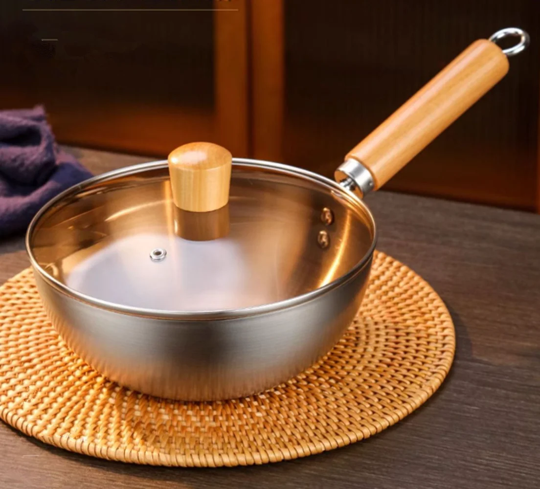 

430 Stainless Steel Small Frying Wok Pan Special Uncoated Skillet Soup Pot Non-Stick pan Home Kitchen Induction Cooker Gas Stove