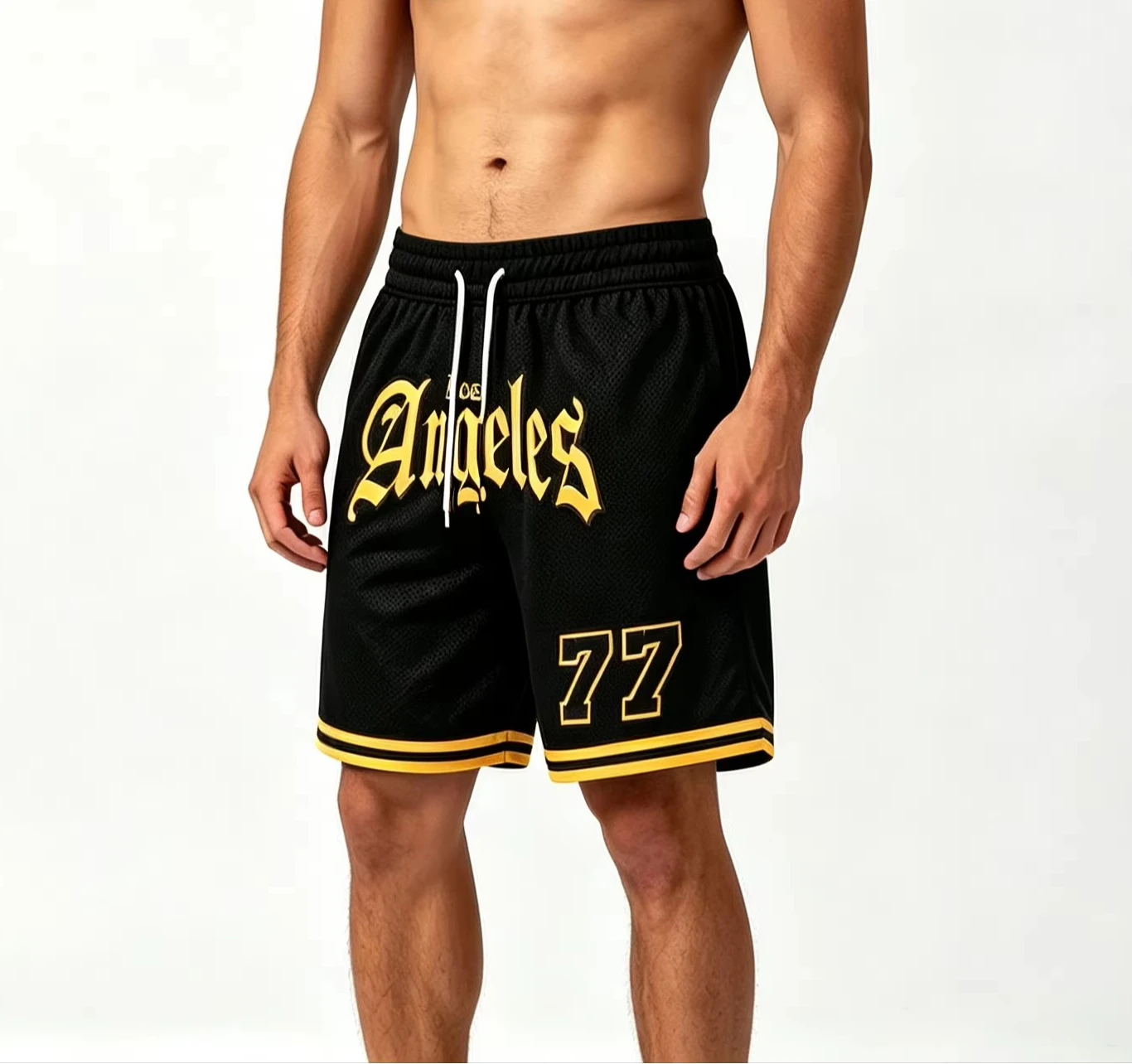 Hot Sale Retro Style Shorts Los Angeles Number 77 Print Sport Short Pants Outdoor Quick Drying Breathable Trend Thin Shorts