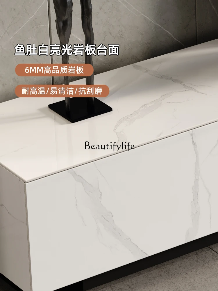 GG8New ديكور الموقد محاكاة لهب لوحة حجرية متكاملة ضوء خزانة تلفزيون أرضية فاخرة ذات إحساس عالي