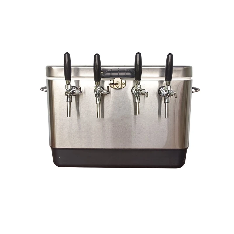 52L mobile wine tapper stainless steel 4 head wine box outdoor stall selling wine camping convenient thermal box