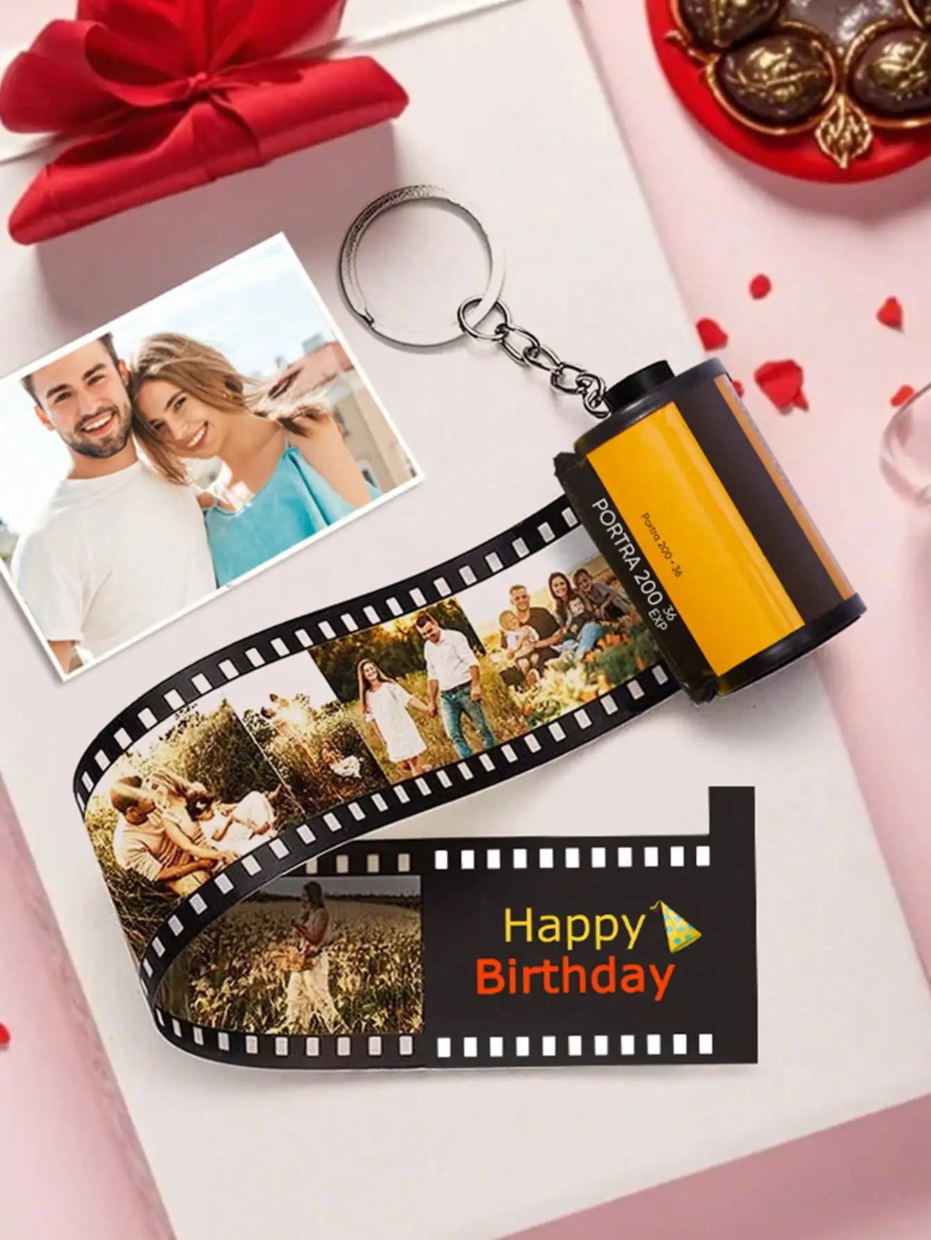 1pc Custom Film Roll Keychain with 5 Photos 3 Styles Gift For Couples Family Boyfriend Girlfriend Anniversary Valentine Him Her image 5