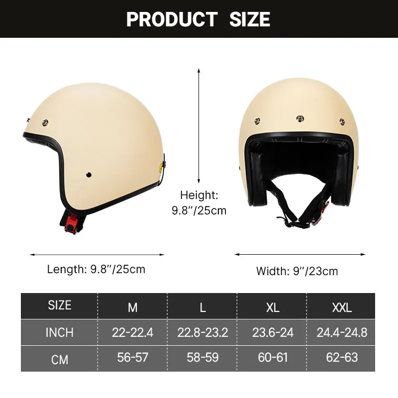 Motorbike Riding Casco Motos 3/4 Open Face Helmet with Detachable Fog-proof Warm Goggles Scooter ATV Cruiser Helmets DOT