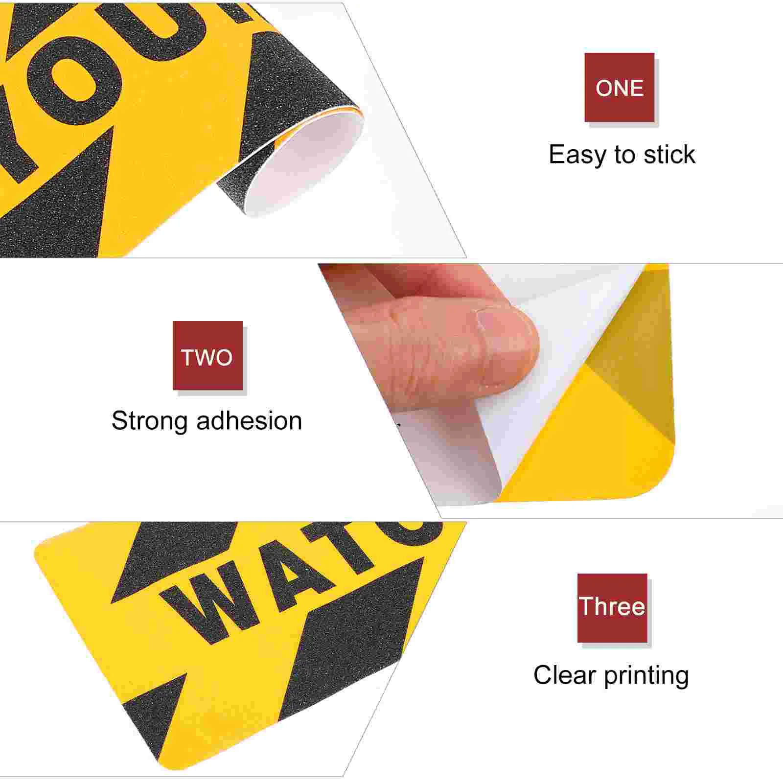 2 Pcs Floor Warning Anti-slip Stickers Child Rug Tape for Tile Safety Stripe Rubber Peva Glitter Watch Your Step