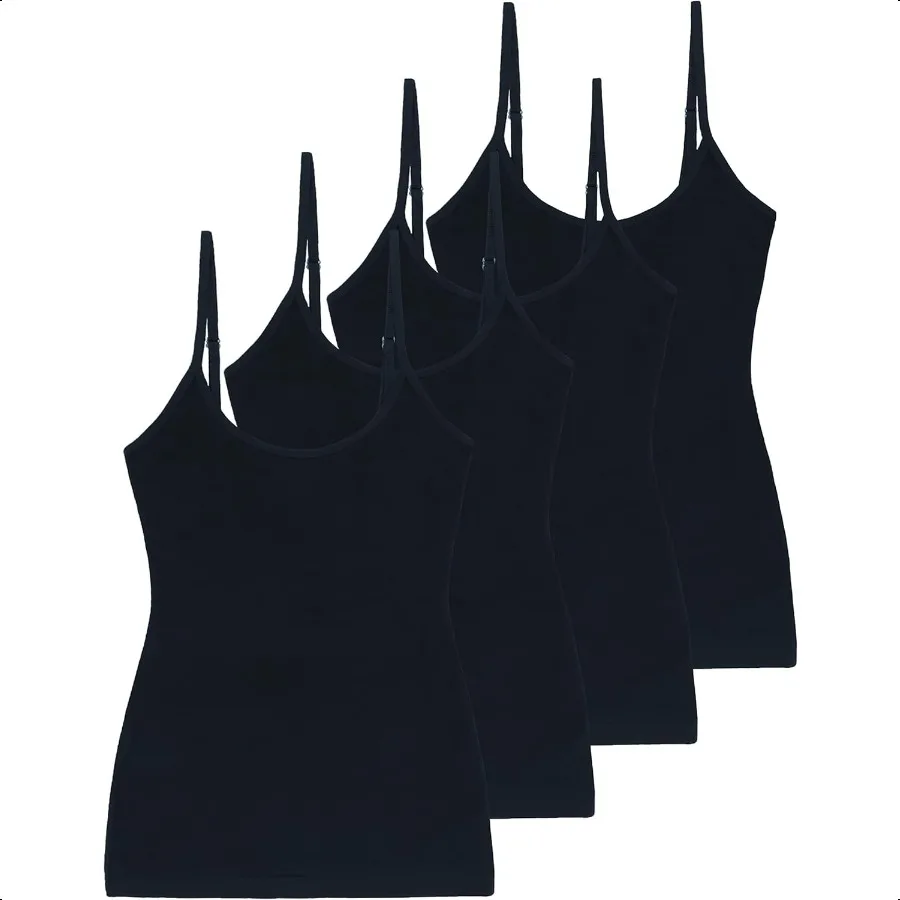 

Comfneat Women's 4Pack SlimFit Camisoles Cotton Adjustable Spaghetti Strap Top Underwear