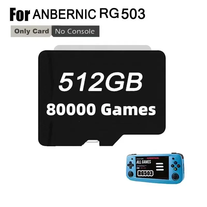 HOT 512GB 80000 Games ANBERNIC  RG503 TF Card Preloaded Games for Bag Card for 256G 128G 64G Retro Handheld Game