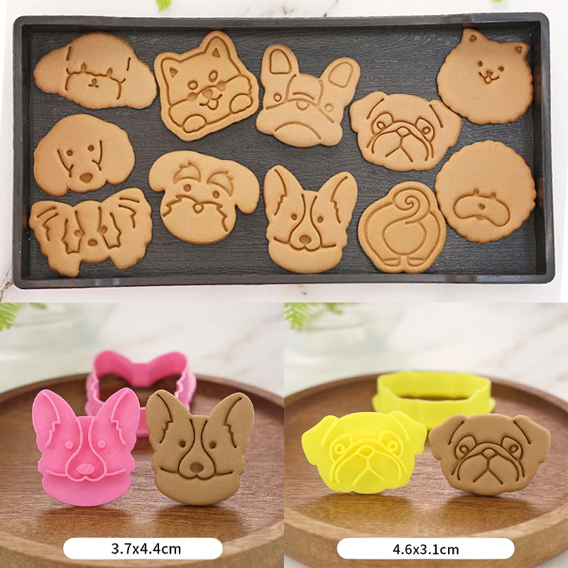 Cute Cartoon Dog Biscuit Mold Teddy Corgi Chewing Bones Home 3d Three-dimensional Pressing Biscuit Cutter Diy Cake Baking Tool