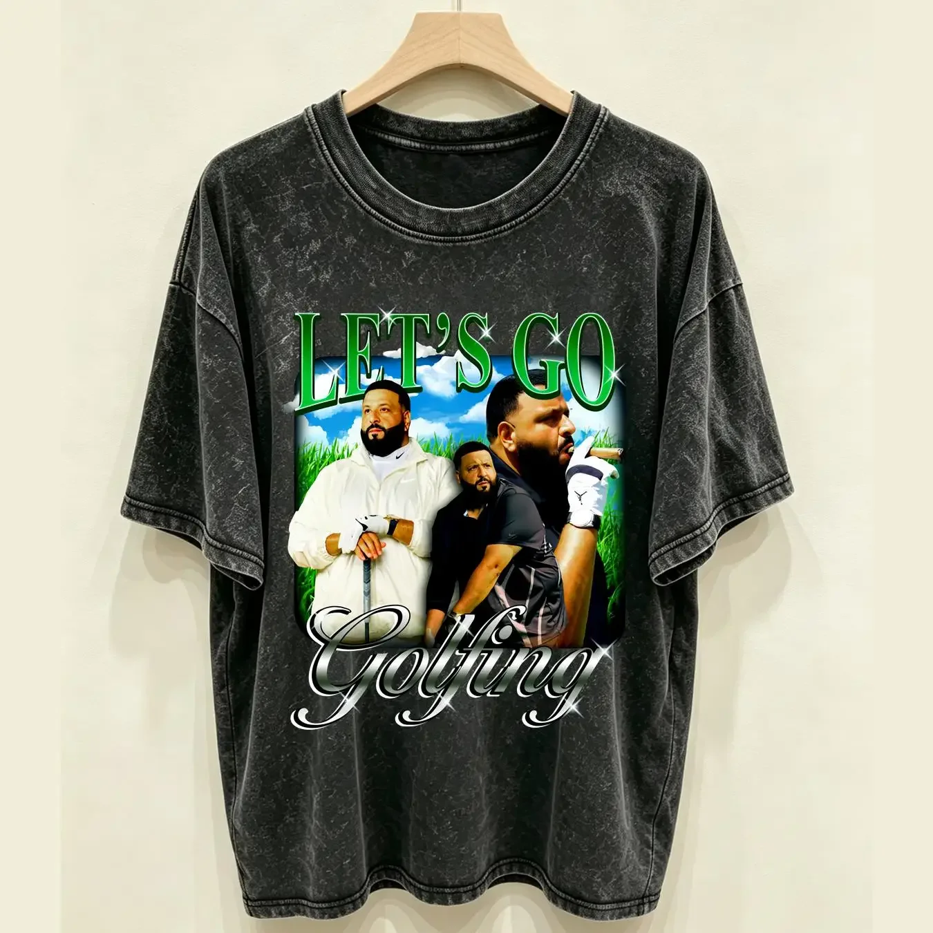 washed T Shirt DJ Khaled Let's Go Golfing Vintage 90s long or short sleeves vintage Washed Stylish designer clothes Casual