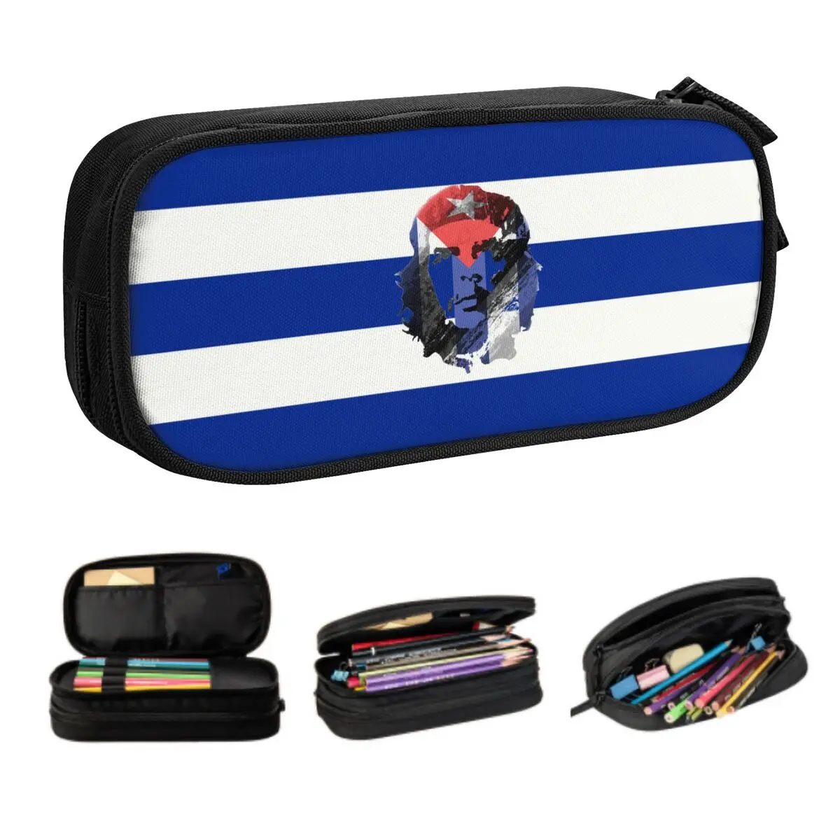 Che Guevara Cuba Flag Custom Korean Pencil Case Boy Girl Big Capacity Cuban Revolution Pencil Pouch Students Stationery